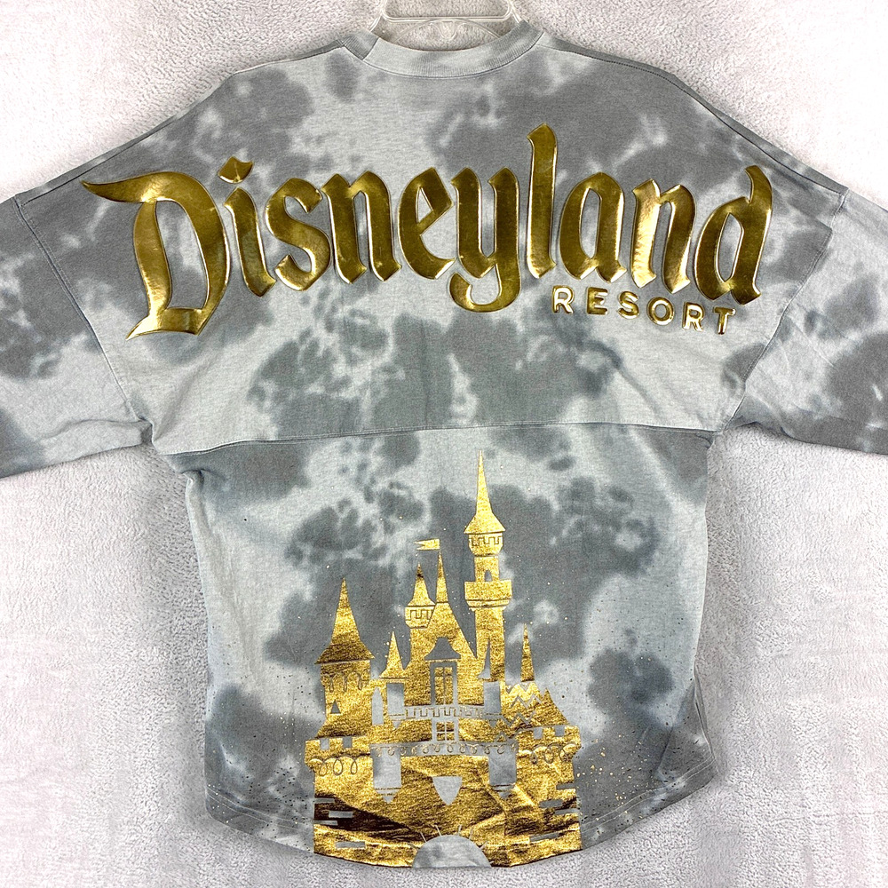 Disneyland Resort Spirit Jersey Size XS Gray Gold Tie Dye Puff Letters Classic